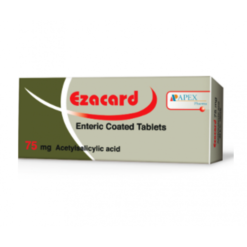 EZACARD 75 MG ( ACETYLSALICYLIC ACID ) 30 ENTERIC COATED TABLETS